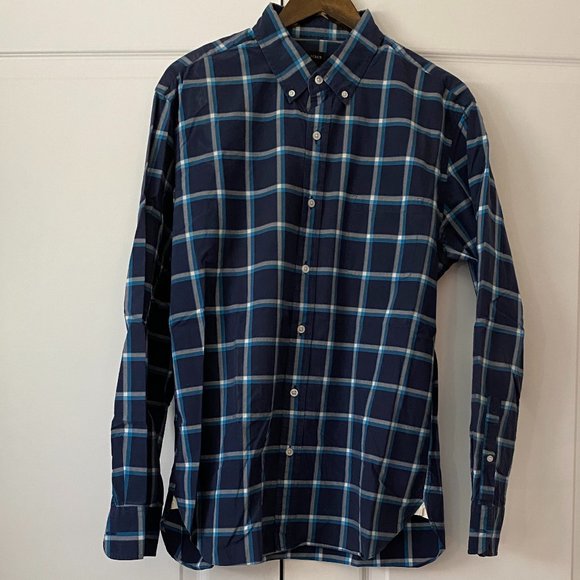 Men's J. Crew Button Down Shirt - Blue & Light Blue Plaid - Size Large - Picture 1 of 2